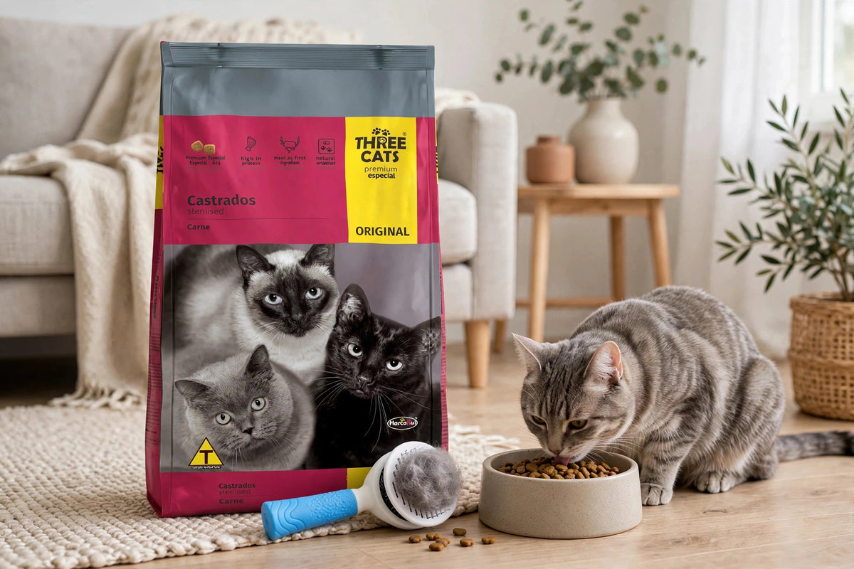 Three Cats Premium Especial Castrados  10kg + Cepillo de regalo
