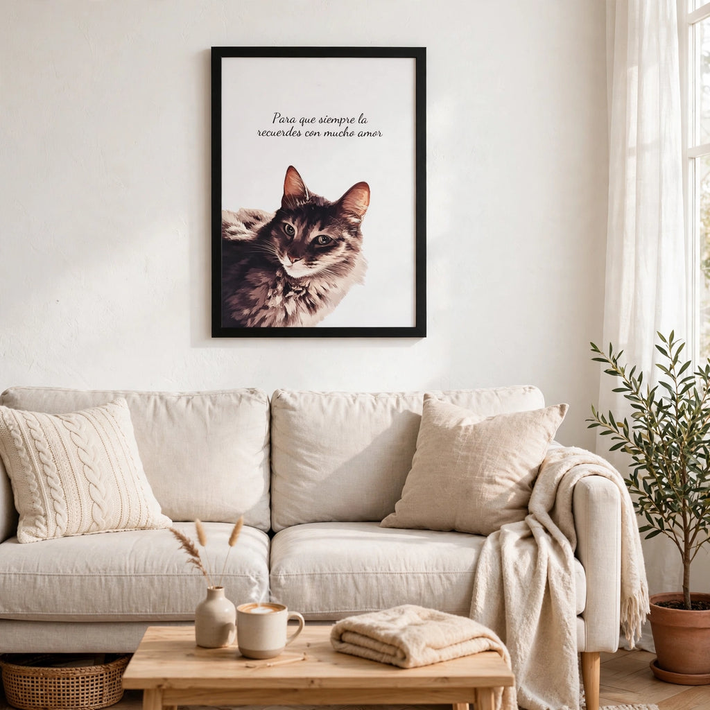 Cuadro Personalizado de Gato - 32x23 cm con Marco