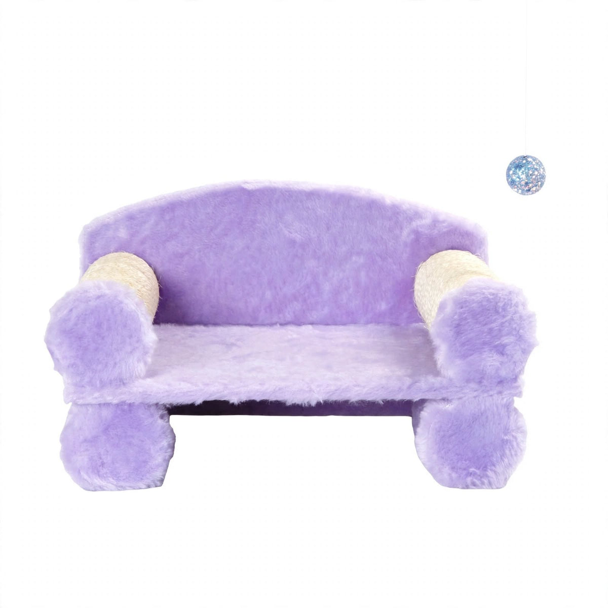 Sofá Rascador para Gatos Lila - Cama de Felpa con Postes de Sisal y Juguete