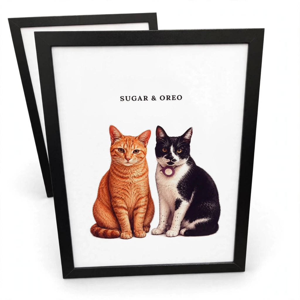 Cuadro Personalizado de Gato - 32x23 cm con Marco