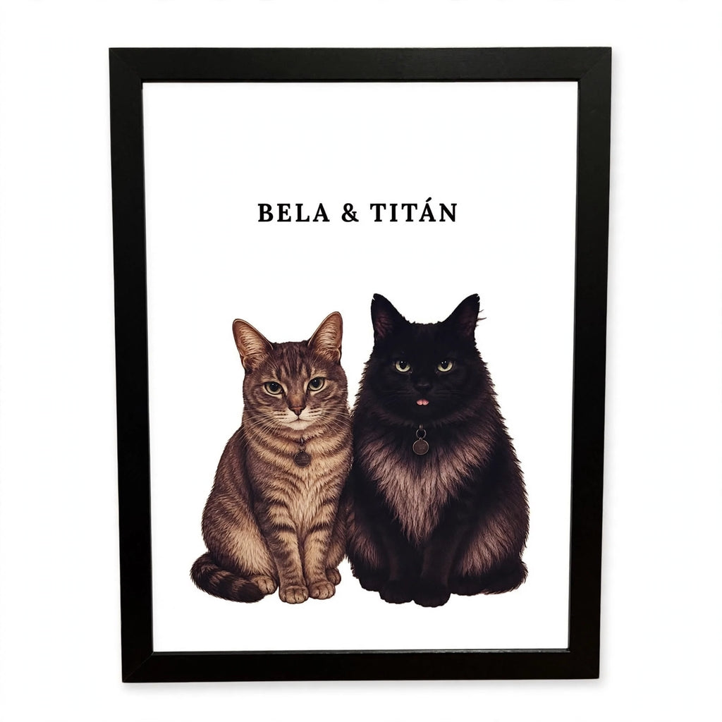 Cuadro Personalizado de Gato - 32x23 cm con Marco