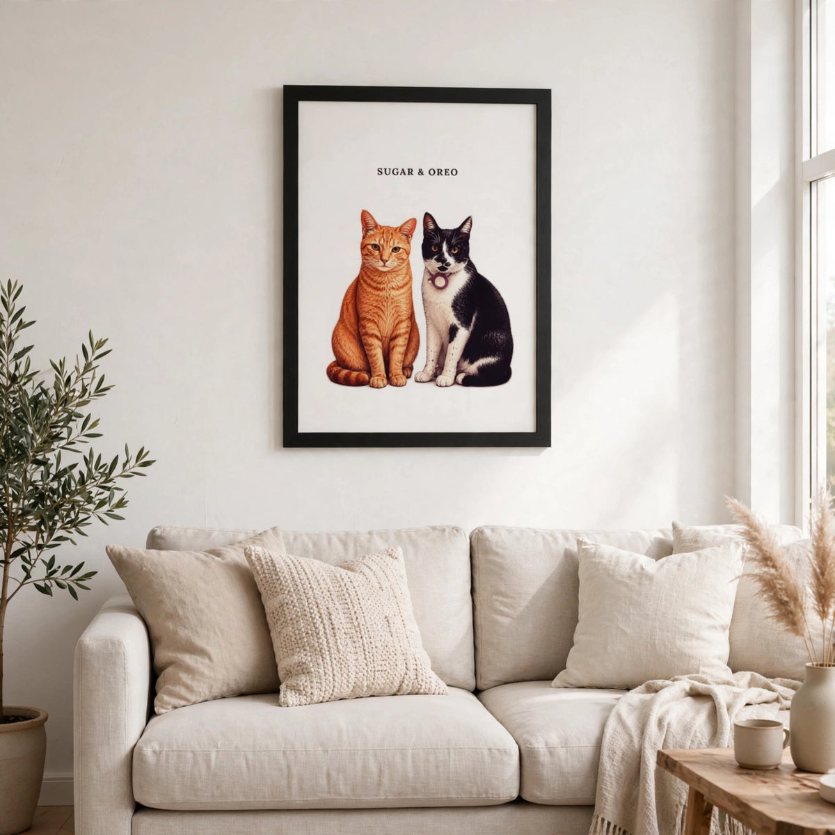 Cuadro Personalizado de Gato - 32x23 cm con Marco